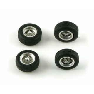 Kompletträder Le Mans Miniatures vorne u.hinten (Aluminium m.Vollgummireifen) f.Slotcars 1:32 Le Mans Miniatures 250,RS59,TR60,TR61 (4) Le Mans Miniatures