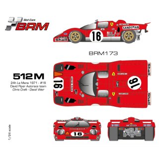 Ferrari 512M David Piper Le Mans 1971 Nr.16  BRM Slotcar BRM173
