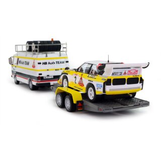 VW LT45 mit Audi S1 Rally  und Trailer Avant slot audi mit Trailer und Bus Slotcar AVRSV2301