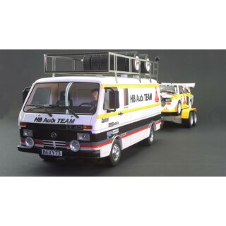 VW LT45 mit Audi S1 Rally  und Trailer Avant slot audi mit Trailer und Bus Slotcar AVRSV2301
