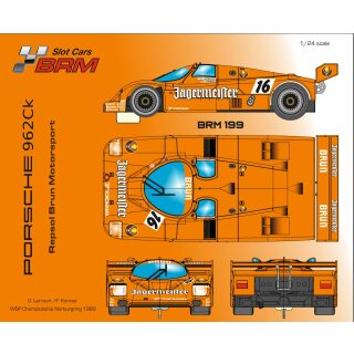 Porsche 962CK Jägermeister Nürburgring 1989 Nr.16  BRM Slotcar BRM199
