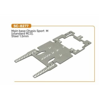 Fahrwerk-Grundplatte 1:24 RC3 Stahl f.Slotcar-Chassis Sport-M  1,5mm SC8277 Scaleauto