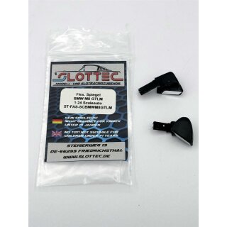 Flexible Spiegel für z.B. BMW M6 GT3 Scaleauto1:24  etc.Slottec schwarz Gummi  flexibel, lackierbar für 1:24 Slotcar