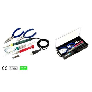 Lötset ZD-972F 12-tlg. mit USB Lötkolben 5V/8W und Zubehör